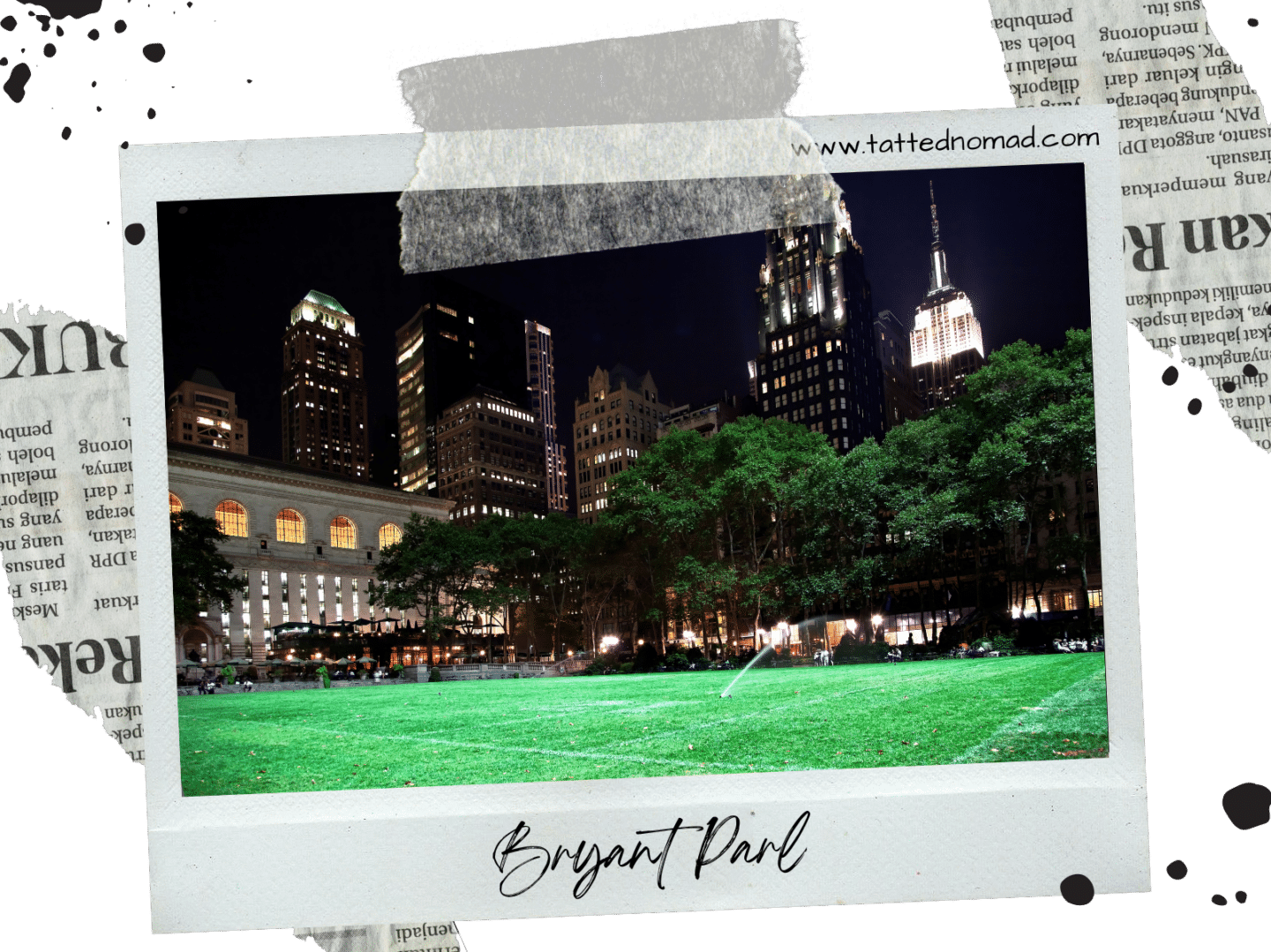 NYC New York City at Night Bryant Park