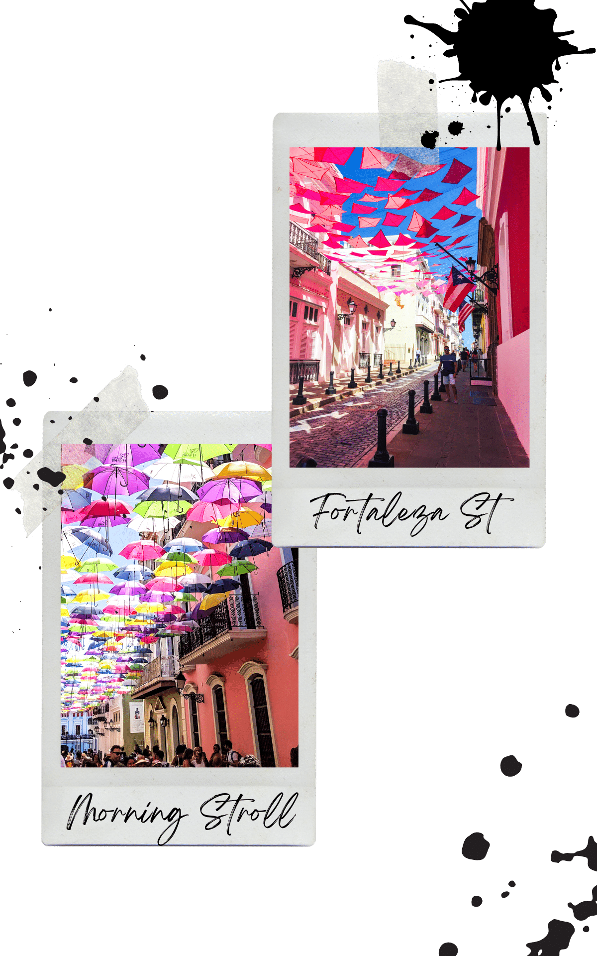 umbrellas and ornaments hanging at fortaleza street san juan itinerary