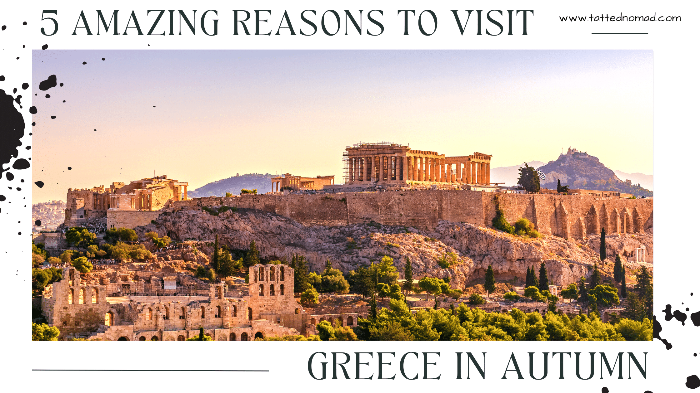 greece in autumn banner view of greek ruins