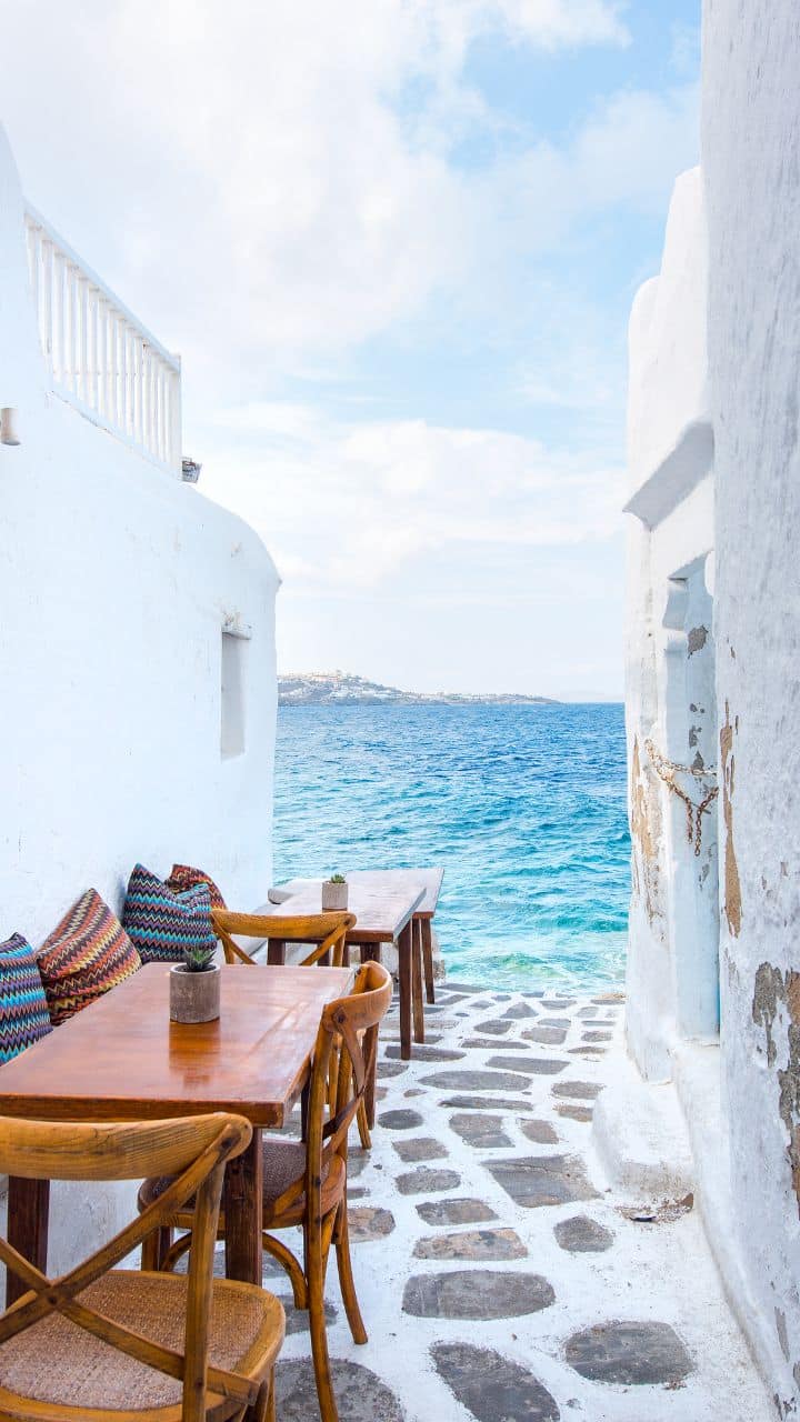 Table with sea view in Greece