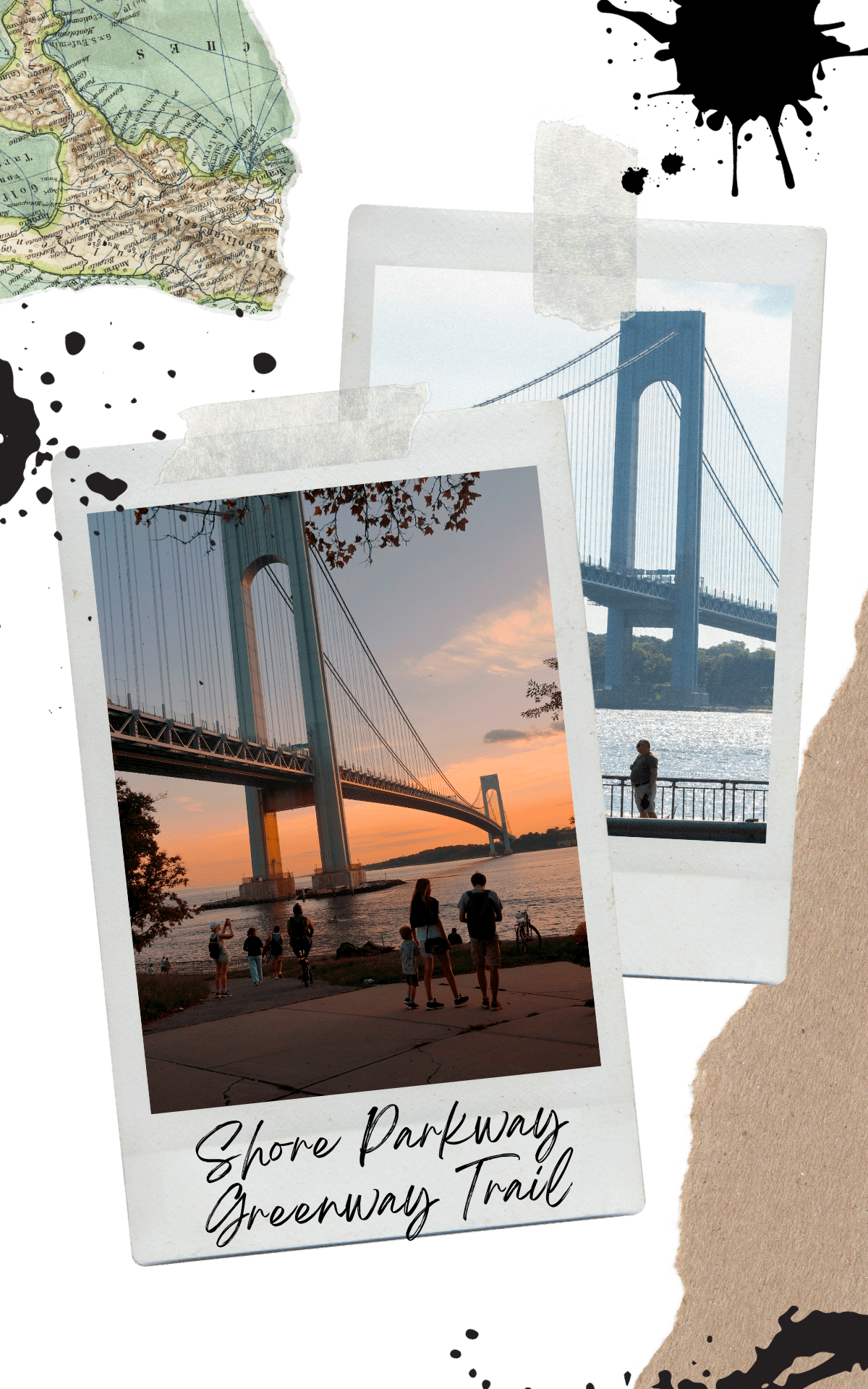 view of the verrazano bridge from shore parkway greenway trail in nyc