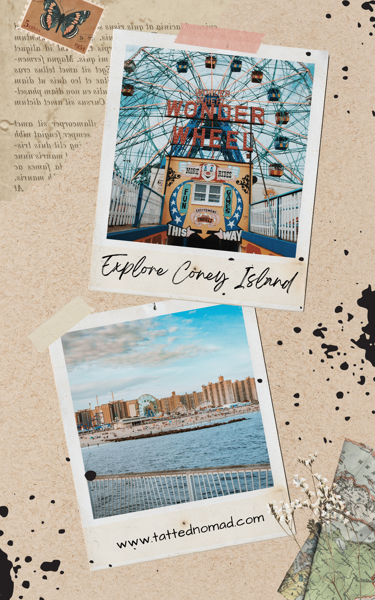 view of coney island and wonder wheel up close